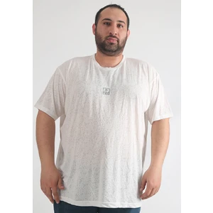 Rood Devore Desenli Büyük Beden T-Shirt V-Yaka
