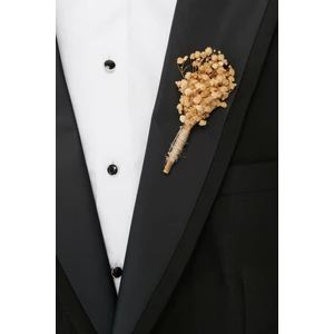 ALTINYILDIZ CLASSICS Erkek Bej Bej Desenli Yaka Çiçeği