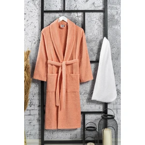 Düz Bukle Şal Yaka Beyaz Boneli Bornoz