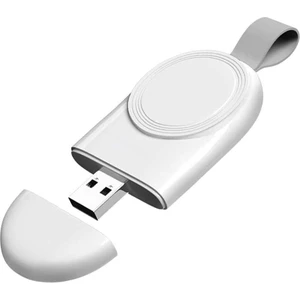 Coverzone Apple Watch Serisi ile Uyumlu USB Manyetik Taşınabilir Kablosuz Şarj Cihazı Beyaz