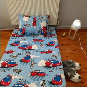 Tek Kişilik Lastiksiz Çarşaf Takımı Araba Desen