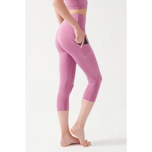 Los Ojos Kadın Lavanta Yüksek Bel Toparlayıcı Çift Cepli Diz Altı Kapri Tayt Capri