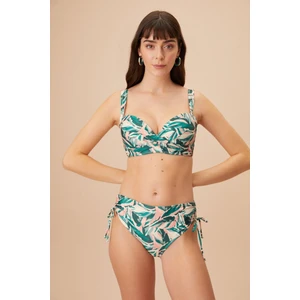 Önü Burgulu Desenli Bikini Üst