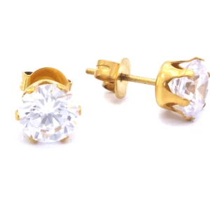 Altın Kaplama Çelik Zirkon Tektaş Küpe