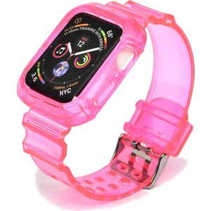 Apple Watch 40MM Krd-27 Şeffaf Renkli Transparan Silikon Kordon
