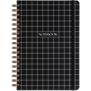 Matt Notebook 17X24 cm Lastikli Spiralli Sert Kapak Not Defteri Kareli Siyah