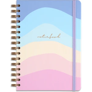 Matt Notebook A5 15X21 cm Spiralli Lastikli Çizgili Tarihsiz Not Defteri Gökkuşağı