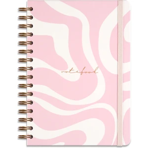 Matt Notebook A5 15X21 cm Spiralli Lastikli Kareli Tarihsiz Not Defteri Pembe