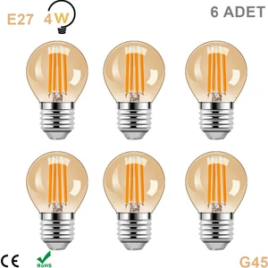 Ucuz Geldi 4 Watt Mini Top Ampul LED Filament G45 Amber Cam Rustik Ampul E27 Duy 1800K Amber Işık Rengi 6 Adet