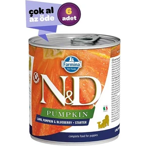 ND Pumpkin Starter Kuzu Eti Balkabağı ve Yaban Mersinli Yavru Köpek Konservesi 6x285gr (6lı)