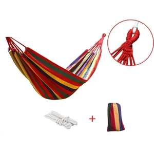 Kalın Tuval Hamak Alanı Devrilme Önleme Açık Hava Hamak Salıncak 260X150 Sopa Kırmızı Çizgili (Yurt Dışından)