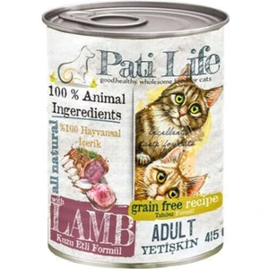 Pati Life Patilife Yetişkin Kedi Konservesi Kuzu Etli 415 gr 24 Adet