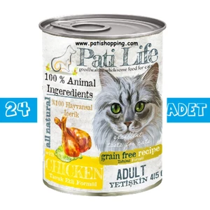 Pati Life 24’lü Konserve Kedi Maması Tavuk Etli 415 gr 24 Adet Mama