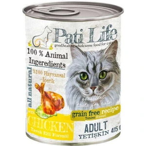 Pati Life 24’lü Patilife 415 gr Yetişkin ( Tavuk Etli ) Mama 24 Adet Yaş Konserve Kedi Maması