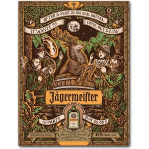 Cakatablo  Ahşap Tablo Jagermeister Illüstrasyonu 56 Baharatla   (25X35 cm Boyut)