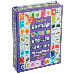 Dıytoy 1413 Dıytoy, Flash Cards - 5 Süper Set - Sayılar+Renkler+Şekiller+Ilişki Kurma+Zıt Kavramlar