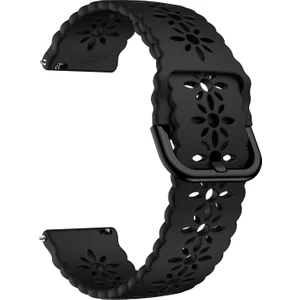 Samsung Galaxy Watch 4 40/44 mm Erik Çiçeği Içi Boş Silikon Saat Bandı Siyah (Yurt Dışından)