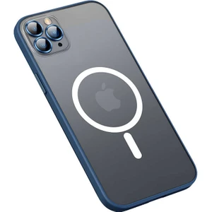 Apple iPhone 12 Pro Max Kılıf Magsafe Kamera Lensli Kenar Renkli Şeffaf Kapak