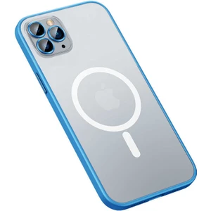 Apple iPhone 12 Pro Max Kılıf Magsafe Kamera Lensli Kenar Renkli Şeffaf Kapak