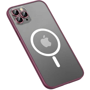 Apple iPhone 13 Pro Max Kılıf Magsafe Kamera Lensli Kenar Renkli Şeffaf Kapak