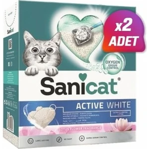 2 Adet - Sanicat Active White Süper Topaklanan Kedi Kumu Lotus Çiçeği Kokulu 6 Lt