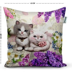 Sakallı Home Sakallı Kırlent Sevimli Kediler 3D Baskılı Kırlent Kılıfı