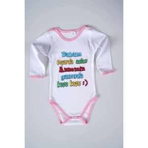 Miniko Kids Yeni Sezon Babam Dışarda Aslan Yazılı Bebek Çocuk Uzun Kol Pamuk Bady Zıbın