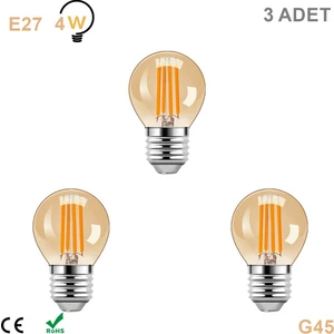 Ucuz Geldi 4 Watt Mini Top Ampul LED Filament G45 Amber Cam Rustik Ampul E27 Duy 1800K Amber Işık Rengi 3 Adet