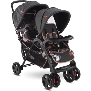 BabyHope P-738 Ikiz Puset | Arka Arkaya Ikiz Bebek Arabası Kahve