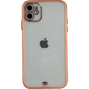 iPhone 11 Gold - Pembe Çerçeveli Şeffaf Kılıf