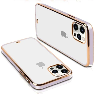 iPhone 13 Gold - Lila Çerçeveli Şeffaf Kılıf