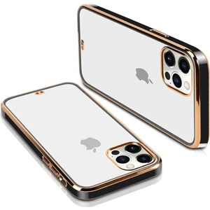 iPhone 13 Gold - Siyah Çerçeveli Şeffaf Kılıf