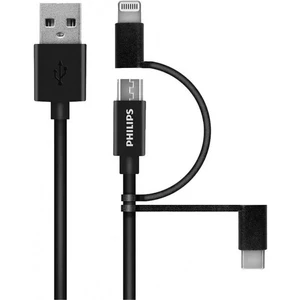 MFİ Apple Lisanslı 3in1 Micro-Lightining-Type-C Hızlı Şarj ve Data Kablosu 1.2m Siyah DLC3104T