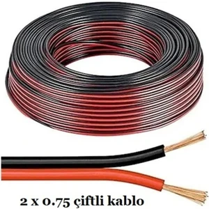 Çiftli Kablo Tesisat Hoparlör Kablosu 2 x 0.75 Elektrik Kablosu 5 Metre