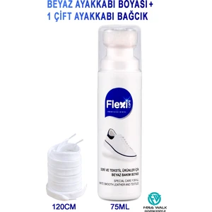 Flexi Care Güçlendirilmiş Seri Spor Beyaz Deri Ve Kumaş Ayakkabı Boyası 75 Ml.+ Beyaz Bağcık