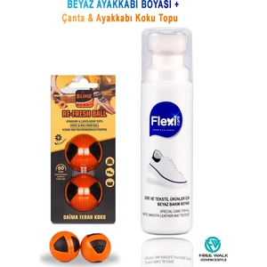 Flexi Care Spor Beyaz Deri ve Kumaş Ayakkabı Boyası 75 Ml. + Ayakkabı & Çanta Koku Topu(Blinksport)