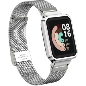 Xiaomi Mi Watch Lite Kasa Korumalı Çerçeve Tasarım Ayarlanabilir Metal Hasır Kordon