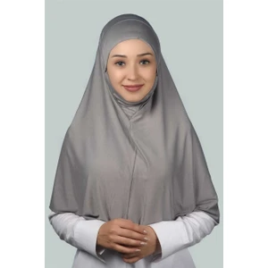Al-Tobeh Hazır Türban Peçeli Pratik Eşarp Tesettür Nikaplı Hijab - Namaz Örtüsü Sufle (Xl) - Gri