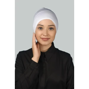 Hazır Pratik Geçmeli Uzun Boru Tesettür Bonesi - Beyaz