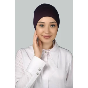 Hazır Pratik Geçmeli Uzun Boru Tesettür Bonesi - Mürdüm