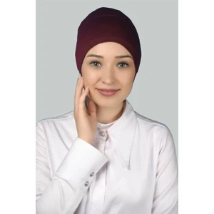 Hazır Pratik Geçmeli Uzun Boru Tesettür Bonesi - Bordo