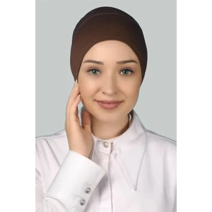 Hazır Pratik Geçmeli Uzun Boru Tesettür Bonesi - Çikolata