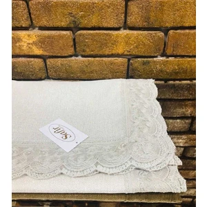 Jute Güpürlü  Simli Keten Kumaş Masa Örtüsü