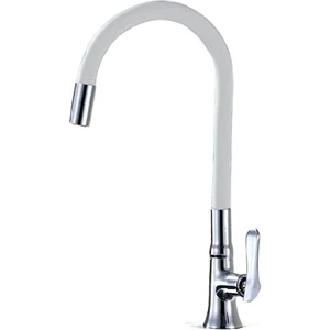 Beyaz Renkli Oynar Başlıklı Spiral Musluk Başlığı