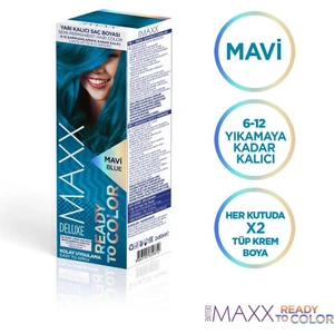 Maxx Deluxe Yarı Kalıcı Saç Boyası 2x50ml Mavi