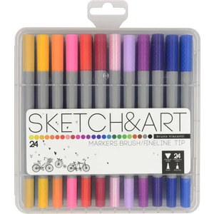 Bruno Visconti Sketch  Art Çift Taraflı Brush-Fine Kalem Seti 24 Renk