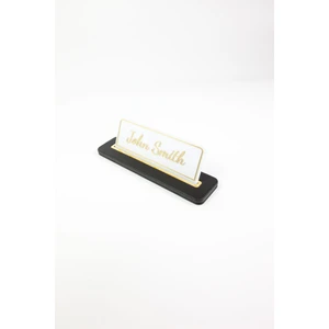 Turgut Office Deri Masa Isimliği Siyah Gold Detaylı