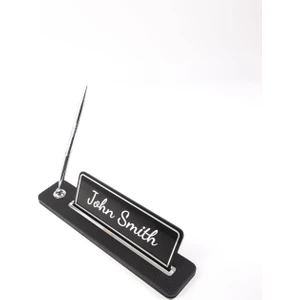 Turgut Office Kalemli Deri Masaüstü Isimliği Siyah Krom Detaylı - Isimlik ve Imza Kalemi