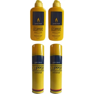 Çakmak Gazı (250ML) 2'li ve Clipper Benzin 80 ml Plastik Şişe 2'li
