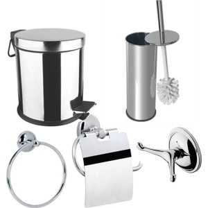Banyo Dünyası Çöp Kovası + Havlu Askılık + Wc Fırçalık + Havluluk + Wc Kağıtlık Banyo Seti